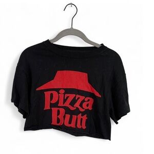 “ Pizza Butt “ Black Crop Top